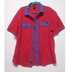 Enyce Sean Combs Shirt Mens 2XL red blue Short Sleeve Button Up collared casual